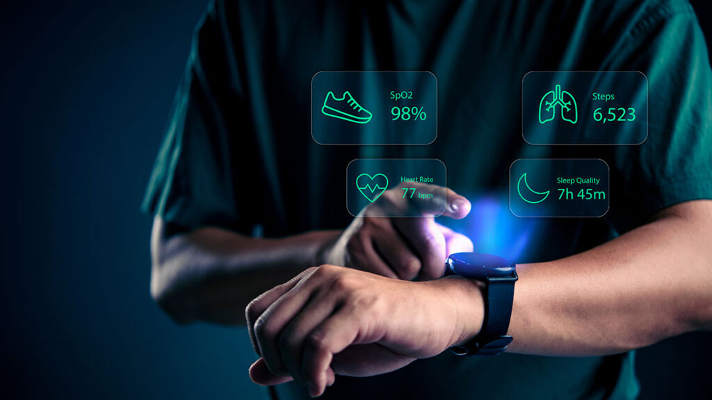 man tracking health on smart watch